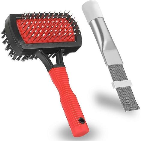 Lot de 2 brosses de nettoyage pour ailettes d'évaporateur de condenseur de climatiseur, peigne pour ailettes d'évaporateur de condenseur de climatiseur (1/5)
