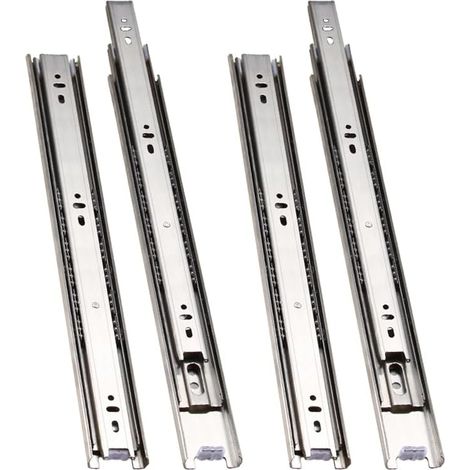 2 paires Coulisse Tiroir Télescopique, en Acier Inox, Glissière pour Tiroir à Sortie Totale, Charge Max 45kg, 45cm (1/5)