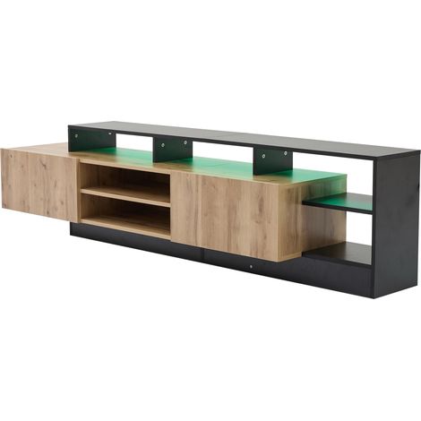 Moderner TV-Schrank 190 cm mit LED, Holzoptik und Schwarz, für TVs bis 70 Zoll (1/5)
