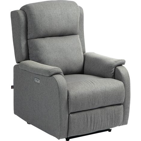 Poltrona Relax Reclinabile 150° con Poggiapiedi 77x91x106 cm in Tessuto Effetto Lino Grigio Scuro (1/5)
