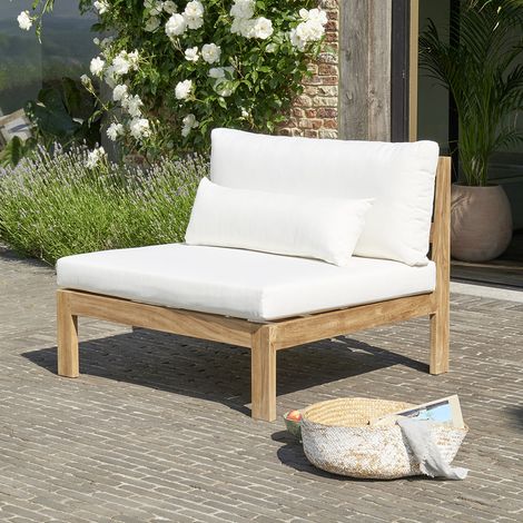 Fauteuil de jardin en teck massif blanc (1/5)