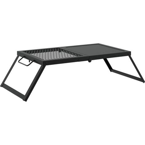 Barbecue de camping pliable, noir, 31,5 x 26,5 x 4 cm, acier allié (1/5)