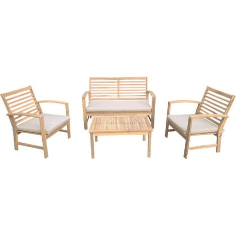 Gartenmöbel aus Akazienholz 4-Sitzer GOA - Kissen Sand (1/4)