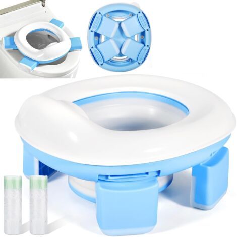 Vasino da viaggio pieghevole per bambini, vasino 3 in 1 per neonati e sedile WC per bambini con borse, WC pieghevole per bambini, riduttore per sedile WC portatile per bambini da portare ovunque, vasi (1/4)