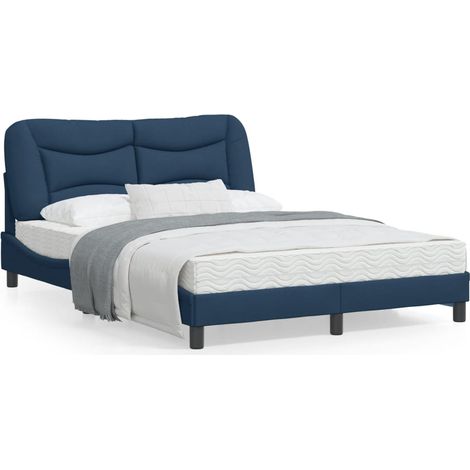 Cadre de lit avec tête de lit Bleu 140x190 Tissu (1/5)