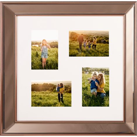 Marco de fotografías cristal cobrizo plástico 52 x 52 cm 4 imágenes fotos collage 15 x 10 cm Dabola