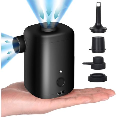 MINKUROW Pompa elettrica 2 in 1 Gonfiatore e sgonfiatore ricaricabile USB wireless portatile, mini pompa ad aria con 4 ugelli per materasso, cuscino da campeggio, barca, salvagente (1/5)