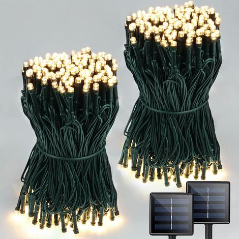 Lot de 2 guirlandes lumineuses solaires blanches pour extérieur, étanches, 22 mètres chacune-AquaForge (1/5)