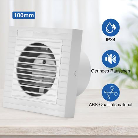 Jiubiaz Ventilator mit Kugellagermotor, Nachlaufrelais, Ø 100mm Abluft, Badlüfter