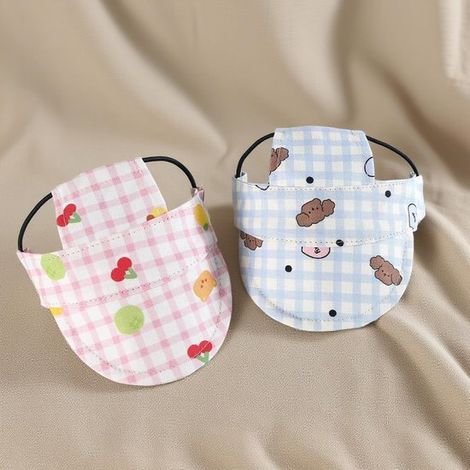 Cappellino da baseball per cani, a quadri, con protezione solare UV, cinturino regolabile con fori per le orecchie, per cani di piccola, media e grande taglia, cappellino estivo removibile. (1/5)