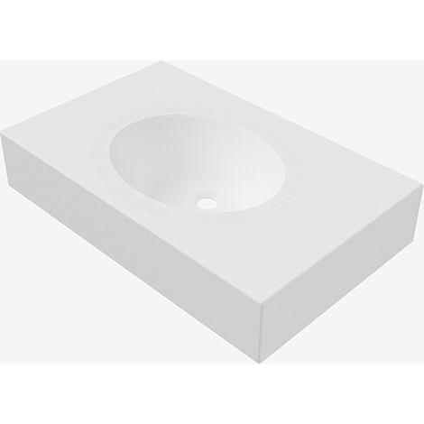 Badabdeckung mit integriertem ovalem Waschbecken aus SOLID SURFACE, mattweiß. - Idral