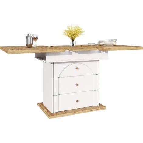 Table à manger télescopique (110-140×80cm), table de cuisine pliante pour 4-6 personnes, table à manger extensible, table de cuisine peu encombrante pour la cuisine et le salon, design minimaliste de (1/5)