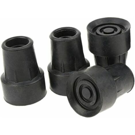 Lot de 4 embouts de canne antidérapants standard, en caoutchouc noir - 19 mm (1/4)