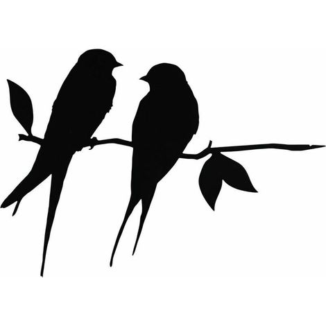 Enowelir Arbre Métal Oiseaux Hirondelles Art Jardin Décor Patio Acier Argent Ornement Paysage Extérieur Noir (1/4)