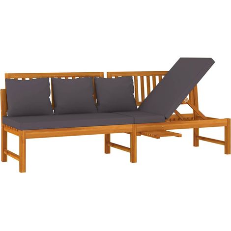 Maison Exclusive - Dormeuse con Cuscino Grigio 200x60x75cm Legno Massello Acacia (1/5)