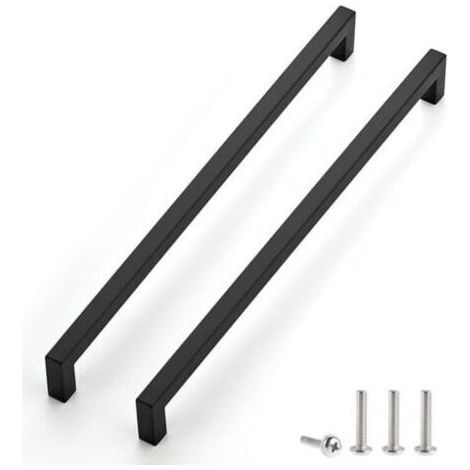 Vente De Gros- Lot De 2 Poignées De Meuble Noires De L’entraxe 288 Mm Pour Armoires De Cuisine, Poignées De Tiroir En Acier Inoxydable, Poignées De Porte Noires Pour Armoires De Cuisine (1/4)