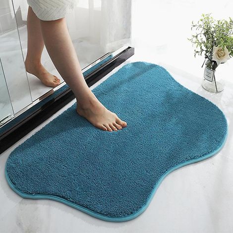 un Paillasson Moelleux Paissi En Nuage Bleu, Tapis De Salle De Bain Antidrapant, Tapis De Bain Absorbant, Tapis De Bain Schage Rapide 40 60cm, M (1/5)
