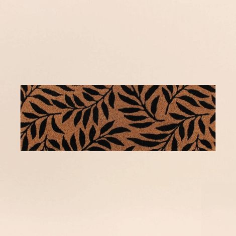 Paillasson de marche motifs feuillages en coco 25x75cm