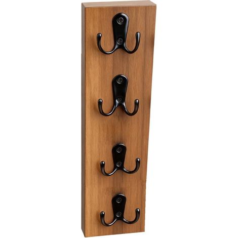 Porte-clés vertical mural en bois Irovami, style rustique et décoratif, marron (1/5)