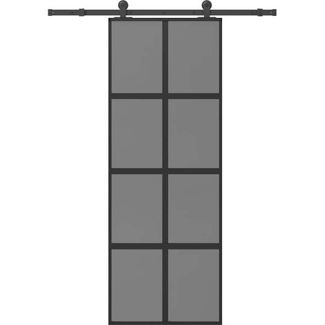 Schiebetür mit Beschlag 76x205 cm Hartglas & Aluminium