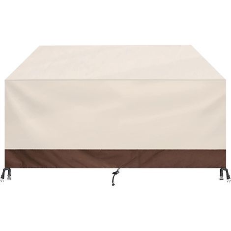 Waterproof Garden Furniture Cover, 420D Oxford Fabric Furniture Cover, for Patio Tables, Chairs, etc. - Beige + Coffee, 147x83x79cm