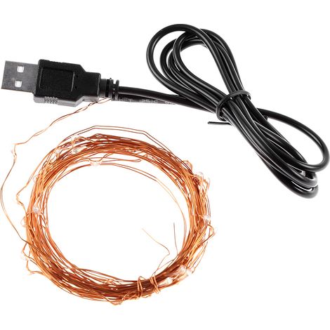 1 Guirlande lumineuse, 50 LED, fil flexible, étanche, port USB, décoration intérieur Noël fête (1/5)