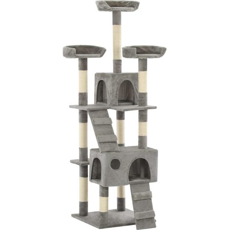 vidaXL Albero per Gatti con Tiragraffi in Sisal 170 cm Grigio (1/5)