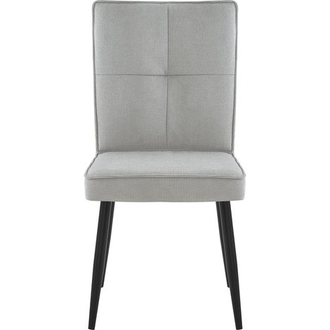 Set di 2 sedie da pranzo imbottite in ciniglia grigio chiaro con gambe in metallo nero (1/5)