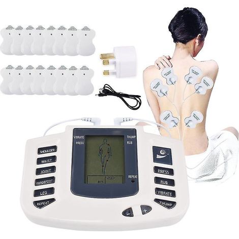 Appareil de massage électrique Tens, stimulateur musculaire à impulsions, soulagement de la douleur physiothérapie, avec 16 électrodes adhésives (1/5)