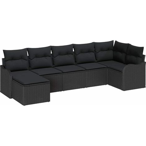 Maison Exclusive - Garten-Sofa-Set mit Kissen 7 pcs Schwarz Poly