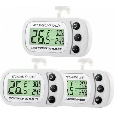 (3pcs) Thermomètre Digital de Réfrigérateur Congélateur Thermomètre de Salle de Réfrigérateur Thermomètre de Température du Refroidisseur Étanche avec Fonction d'Enregistrement Max Min Grand Écran LCD (1/5)