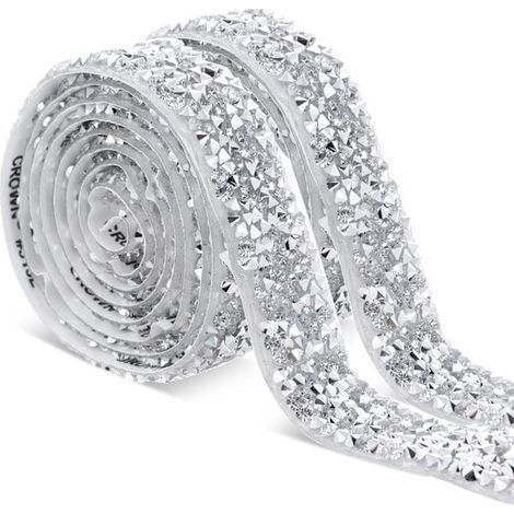 Ruban strass cristal, 2 mètres, ruban diamant autocollant cristal brillant, autocollants strass cristal pour décorations de mariage et d'anniversaire, art C (1/5)