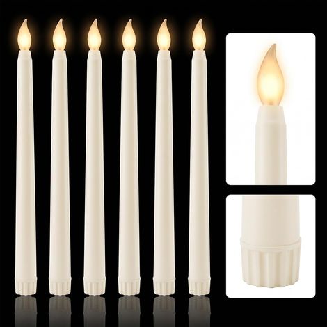 CCYKXA LED-Kerzen, 2 x 25 cm, 3D-Flackerflamme, Elfenbein, warmweißes Wachslicht – ideal für Weihnachten, Advent, Hochzeiten, Tischdekoration, Wohnzimmerdekoration und Fensterdekoration. (1/5)