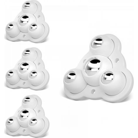 Mini roulette de meuble, petite roulette de meuble, roulette universelle pivotante à 360° en acier, roulette plate (blanc, 4 pièces) (1/3)