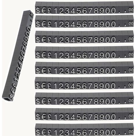 Bardusch-10 cubes affichage prix réglables (lettres/n°), support blanc sur noir, pour comptoir bijoux/montres. (1/4)