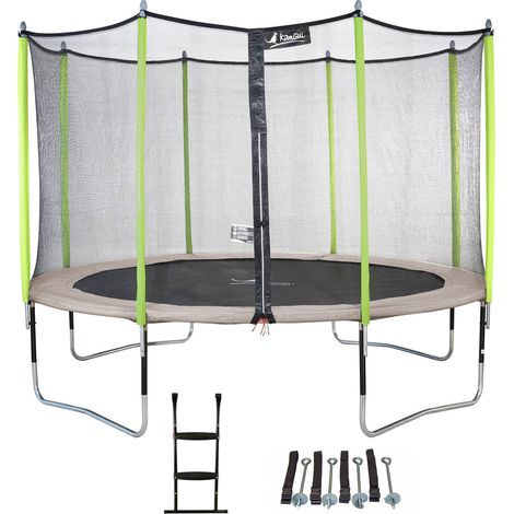 Trampoline KANGUI - JUMPI Ø 360‑365 cm – Enfant – Rebond Parfait – Échelle & Kit Ancrage – Garantie 5 ans (1/4)