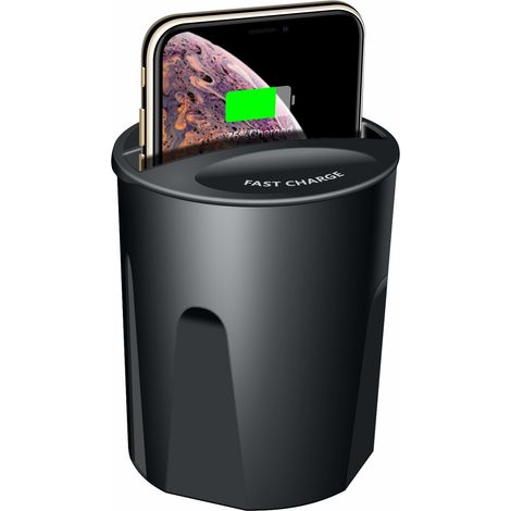 Chargeur De Voiture Sans Fil Qi, 10w / 7,5w / 5w Support De Tasse De Chargeur De Voiture À Support De Charge Rapide Avec Double Port Usb (1/5)