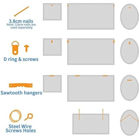 276pcs Crochets de suspension pour photos, Kit de Crochets de cadre - Quincaillerie avec clous Yeux à vis, anneau en D (1/4)