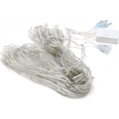 Filet lumineux LED avec prise, guirlande lumineuse 8 modes, rideau lumineux, décoration extérieure et intérieure pour Noël, Halloween, mariage (6 x 4 m, blanc chaud) [Classe énergétique E]