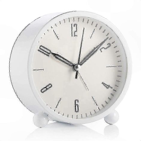 Lautloser, weißer Wecker fürs Schlafzimmer, digitale Uhr ohne Ticken, Displayhelligkeit einstellbar, Schlummerfunktion, ideal für eine ruhige Nacht (1/5)