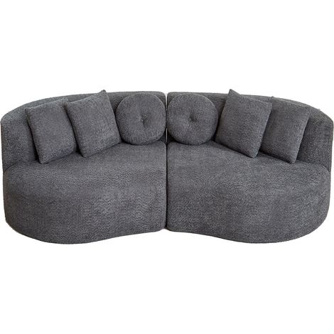 CHICFURN Sofá modular curvo 223x109 cm chenilla antracita, 2 módulos sin reposabrazos (1/5)