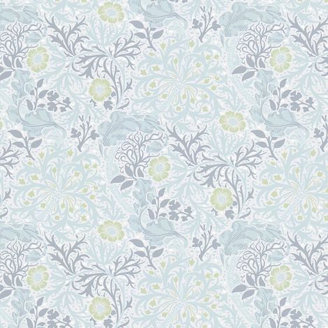Blumen Tapete Profhome 390594 Vliestapete glatt mit floralen Ornamenten matt grau hell-grün silber-grau 5,33 m2