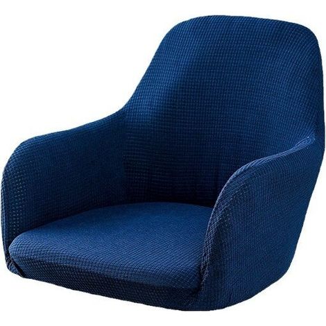 Restaurant Office Elastic Chair Cover, All-inclusive Dining Chair Cover with Armrests, Leather Curved Chair Cover (Blue) (1/5)