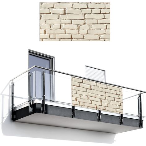 BRISE-VUE POUR BALCON Bricks - Wall - Luminaire - Blanc 200x110 cm (1/4)
