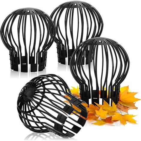 Kit de protection de gouttière, 4 pièces, protège-gouttières en plastique, Ø 12 x 14 cm, capuchon de protection, pare-feuilles, protection de tuyau de descente, protection de gouttière (1/5)