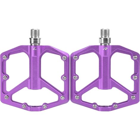 Paire ZTTO Pédales VTT Aluminium Alliage Antidérapantes Plates Vélo Plateforme (Violet) (1/5)