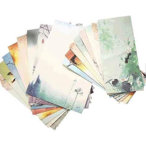 Lot de 6 enveloppes et papiers à lettres imprimés style chinois, jolis motifs, papeterie d'écriture, type aléatoire-M