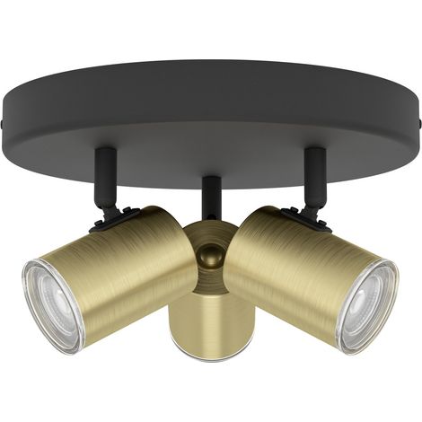 Salle de bain à projecteur en surface Consuma 1 3x GU10 - noir avec or - 300586 (1/3)