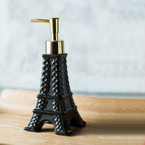 Distributeur De Lotion - En Céramique Avec Design Tour Eiffel - Pour Salle De Bain Cuisine Bureau - 1 Pièce (1/5)