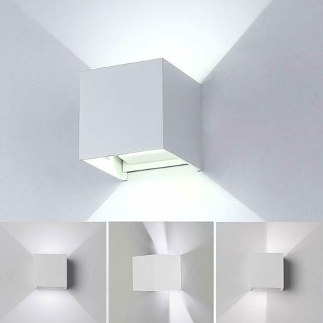 Applique lampada led 12W giardino esterni cubo IP65 doppia luce regolabile 6500K (1/2)